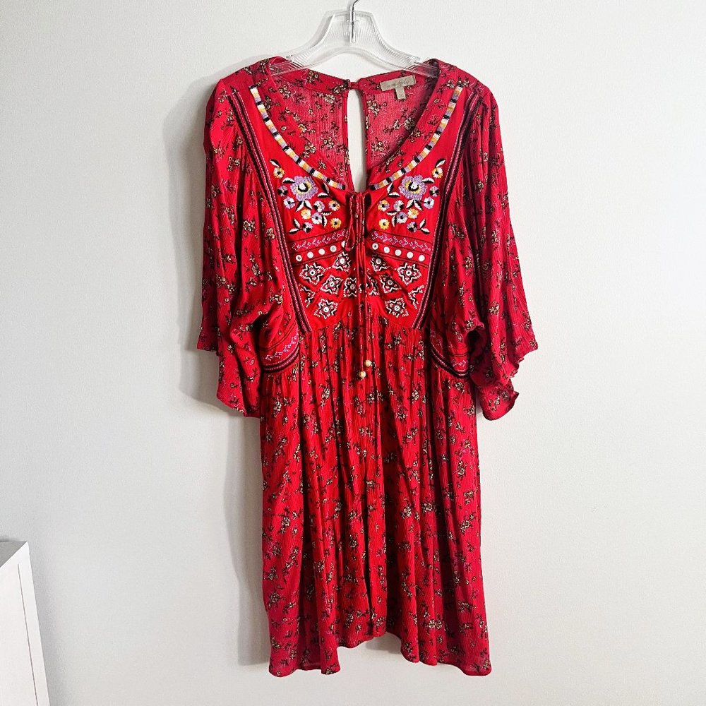 Ladies Red Floral Dress by Wonderly in Size Large